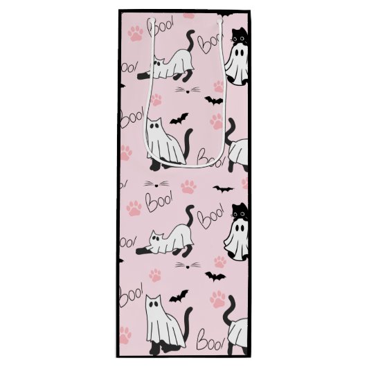 Cute Ghost Cats Halloween Geschenktüte Für Weinflaschen (Vorderseite)