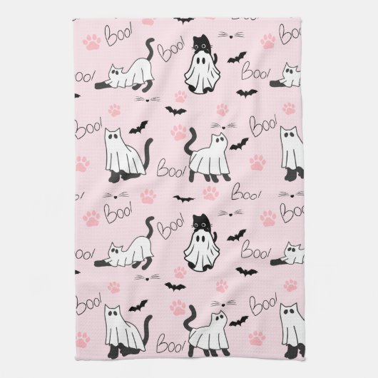 Cute Ghost Cats Halloween Geschirrtuch (Vertikal)
