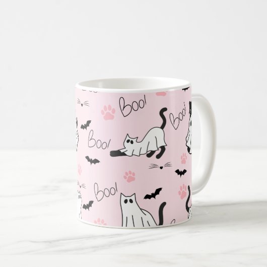Cute Ghost Cats Halloween Kaffeetasse (VorderseiteRechts)