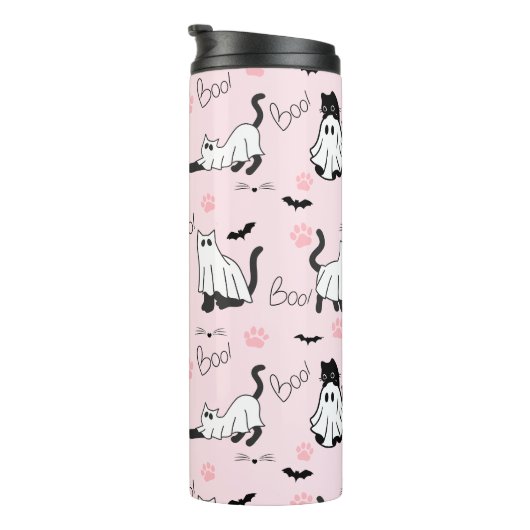 Cute Ghost Cats Halloween Thermosbecher (Nach rechts gedreht)