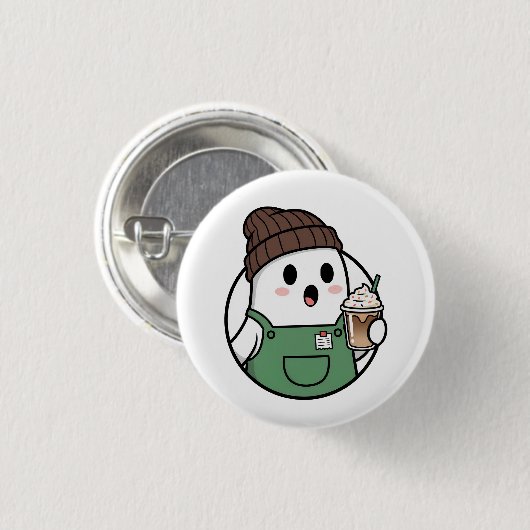 Cute Ghost Coffee Button (Vorne & Hinten)