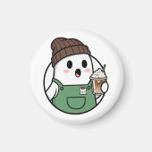 Cute Ghost Coffee Button Magnet (Vorne)