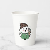 Cute Ghost Coffee Paper Cup – Funny Cartoon Dispos Pappbecher (Rückseite)