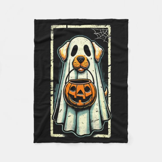 Cute Ghost Dog Men Women Kids Halloween Funny Ghos Fleecedecke (Vorderseite)