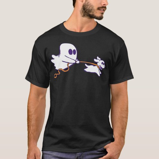 Cute Ghost Dog Walker Graphic Halloween Costume T-Shirt (Vorderseite)