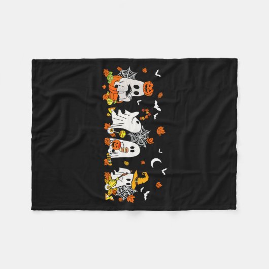 Cute Ghost Drinking Coffee Halloween Fall Ghost Bo Fleecedecke (Vorderseite (Horizontal))