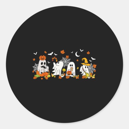 Cute Ghost Drinking Coffee Halloween Fall Ghost Bo Runder Aufkleber (Vorderseite)