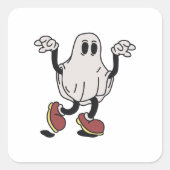 Cute ghost enjoying quadratischer aufkleber (Vorderseite)