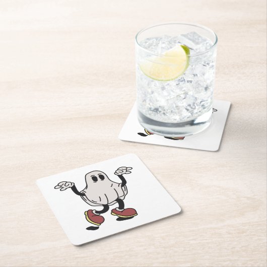 Cute ghost enjoying rechteckiger pappuntersetzer (Vor Ort)