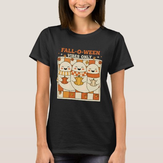 Cute Ghost Halloween Fall Pumpkin Autumn Vibes Onl T-Shirt (Vorderseite)