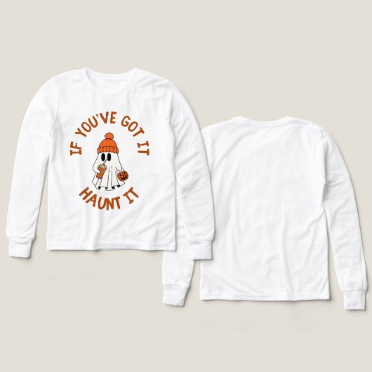 Cute Ghost Halloween Tote with Pumpkin Spice Vibes (Design Vorderseite & Rückseite)