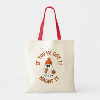 Cute Ghost Halloween Tote with Pumpkin Spice Vibes Tragetasche