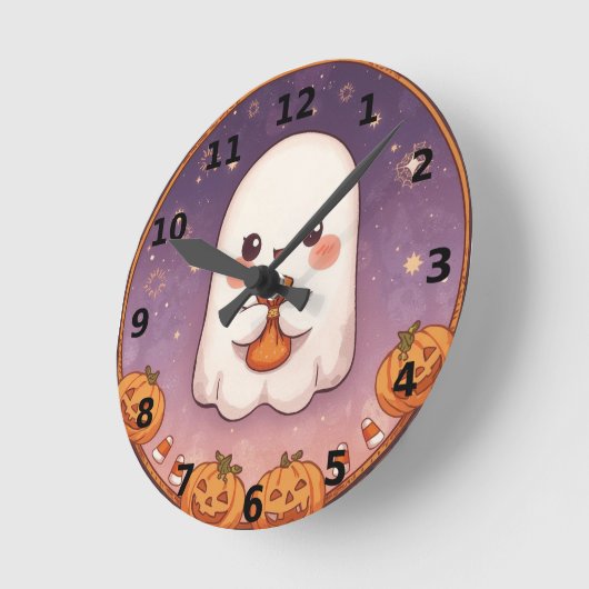 Cute Ghost Halloween Wall Clock Runde Wanduhr (Winkel)