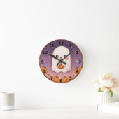 Cute Ghost Halloween Wall Clock Runde Wanduhr (Zuhause)