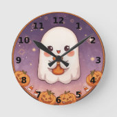 Cute Ghost Halloween Wall Clock Runde Wanduhr (Vorderseite)