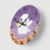 Cute Ghost Halloween Wall Clock ⏰🎃 Runde Wanduhr (Winkel)