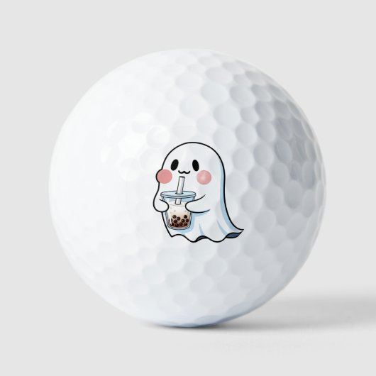 Cute Ghost Holding Boba Tea Bubble Tea Kawaii  Golfball (Vorderseite)