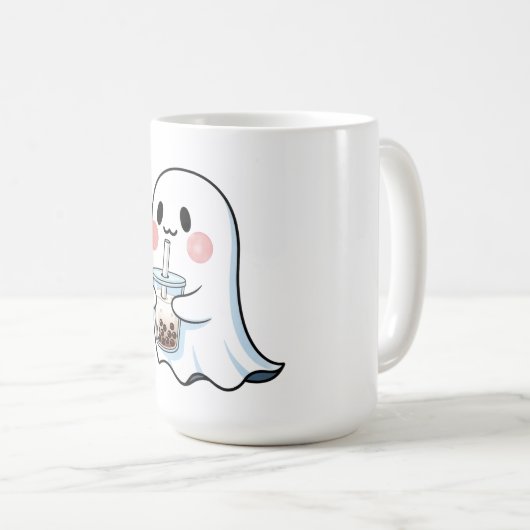 Cute Ghost Holding Boba Tea Bubble Tea Kawaii  Kaffeetasse (VorderseiteRechts)