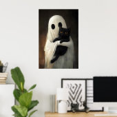 Cute Ghost Hugs Black Cat Print, Digital Halloween Poster (Heimbüro)