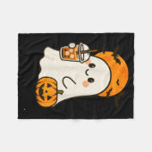 Cute Ghost Iced Coffee And Pumpkin For Halloween C Fleecedecke (Vorderseite (Horizontal))