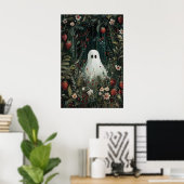 Cute Ghost In Strawberry Meadow Print, Ghost Poster (Heimbüro)