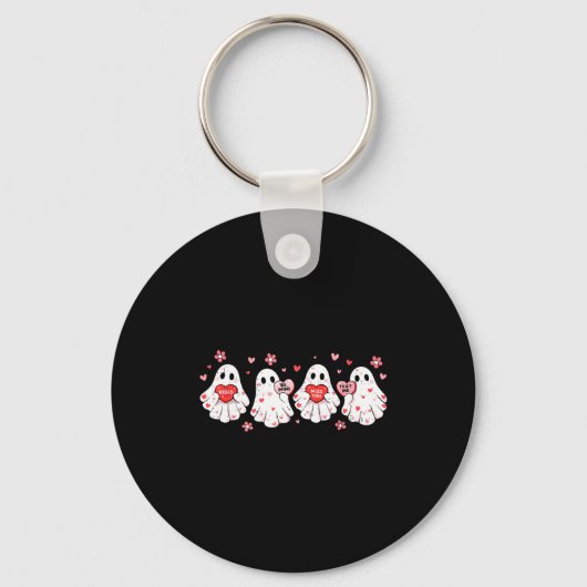 Cute Ghost Love Hearts Valentines Day Womens Teens Schlüsselanhänger (Vorderseite)