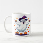 Cute Ghost Mug with Pumpkins and Witch Hat Kaffeetasse (Links)