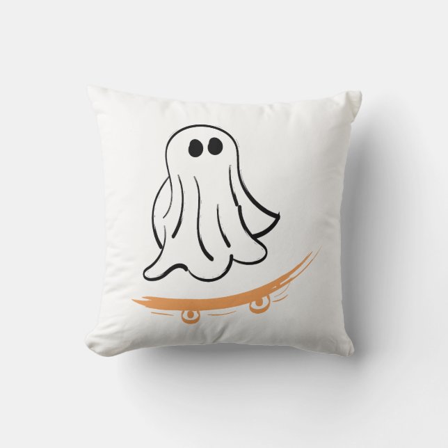Cute ghost on skateboard kissen (Vorderseite)