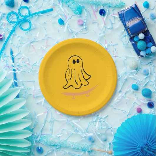 Cute ghost on skateboard pappteller (Party)
