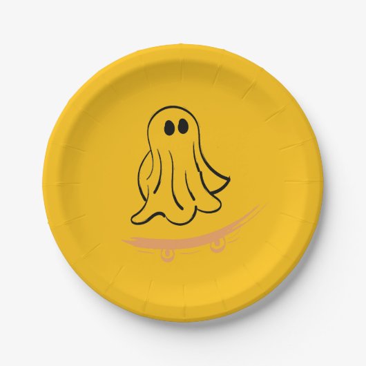Cute ghost on skateboard pappteller (Vorderseite)