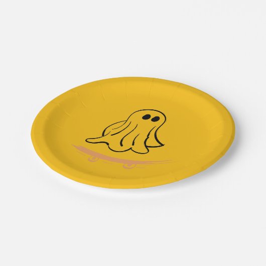 Cute ghost on skateboard pappteller (Schrägansicht)