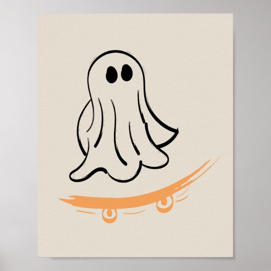 Cute ghost on skateboard poster (Vorne)