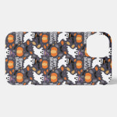 Cute Ghost Pumpkin Pattern – Happy Halloween iPhone Hülle (Rückseite (Horizontal))