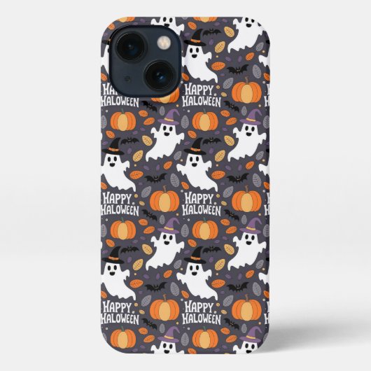 Cute Ghost Pumpkin Pattern – Happy Halloween iPhone Hülle (Rückseite)