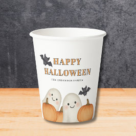Cute Ghost Pumpkin Personalized Halloween Party  Pappbecher