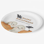 Cute Ghost Pumpkin Personalized Halloween Party Pappteller (Schrägansicht)