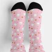 Cute Ghost & Pumpkin Pink Halloween Pattern Socken (Oben)