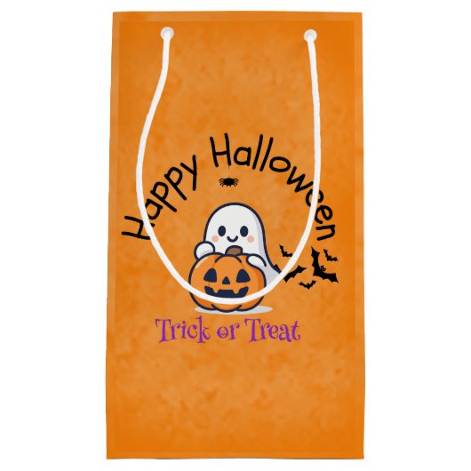 Cute Ghost & Pumpkin Trick or Treat Kleine Geschenktüte (Vorderseite)