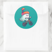 Cute ghost riding bike Stickers (Tasche)