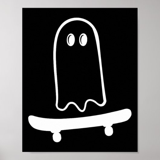 Cute Ghost Skateboard To Funny Skateboarder Hallow Poster (Vorne)