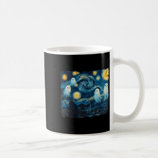 Cute Ghost Starry Night Halloween Soky Retro Van G Kaffeetasse (Rechts)