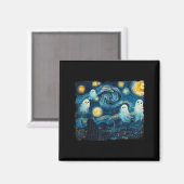 Cute Ghost Starry Night Halloween Soky Retro Van G Magnet (Vorderseite/Rückseite)