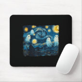 Cute Ghost Starry Night Halloween Soky Retro Van G Mousepad (Mit Mouse)