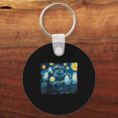 Cute Ghost Starry Night Halloween Soky Retro Van G Schlüsselanhänger (Vorderseite)