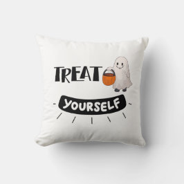 Cute Ghost “Treat Yourself” Pillow Halloween Theme Kissen