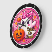 Cute Ghost Trick Or Treat Fun Große Wanduhr (Winkel)