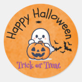 Cute Ghost Trick or Treat Happy Halloween Sticker (Vorderseite)