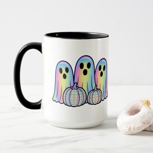 Cute Ghost Trio Halloween Coffee Mug – Adorable Tasse (Mit Donut)