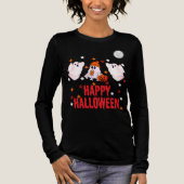 Cute Ghost Trio Happy Halloween Long Sleeve Tri-Blend Shirt (Vorderseite)