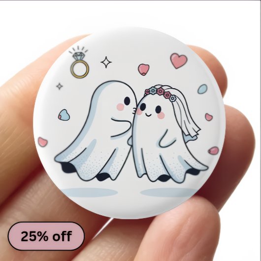 Cute Ghost Wedding Proposal Pin Button Set